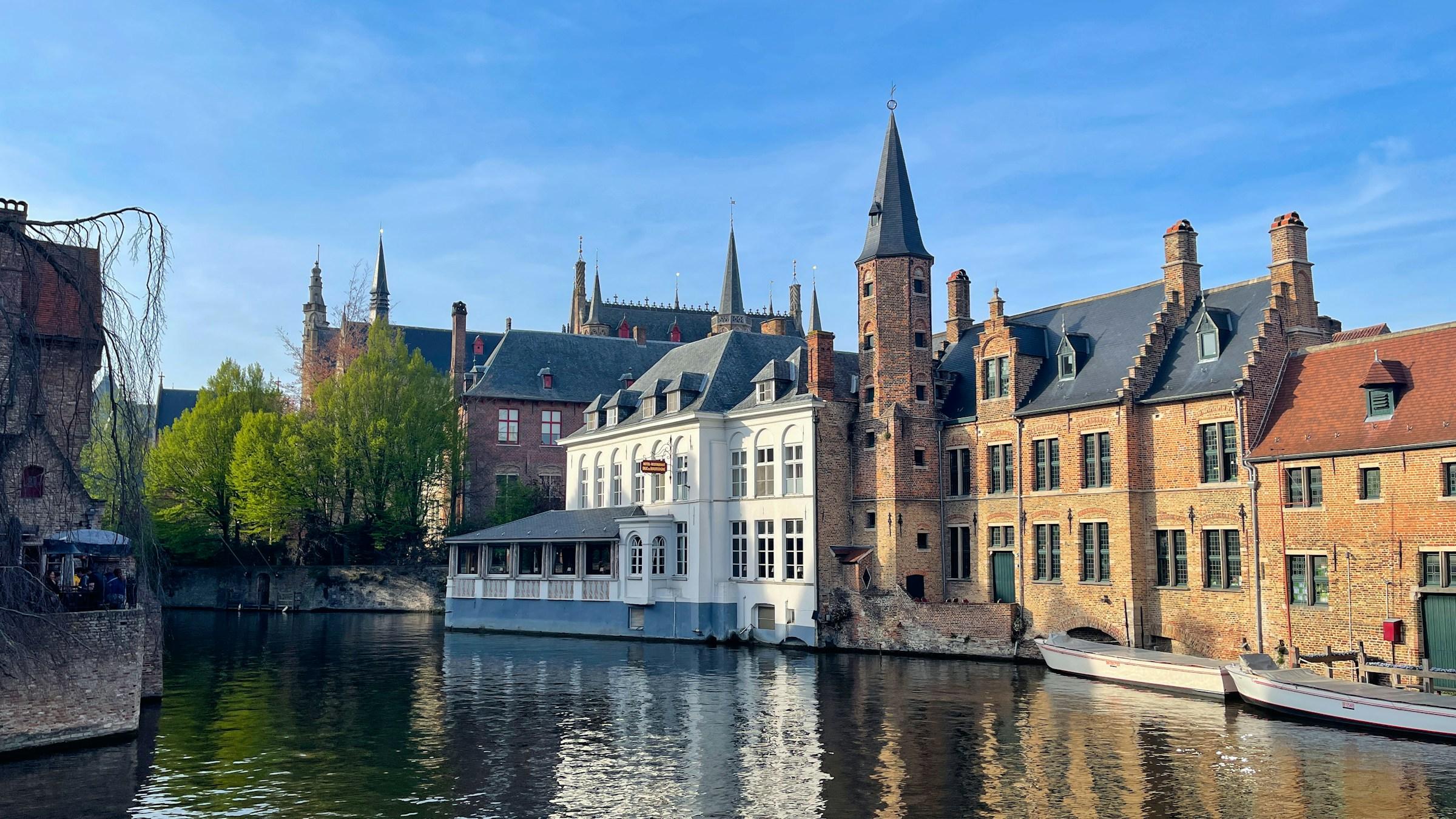 Medieval houses along a canal in Bruges