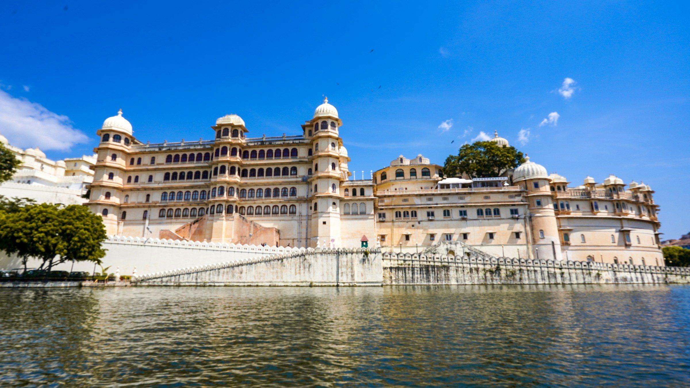 The City Palace of Udaipur on the shore of Lake Pichola