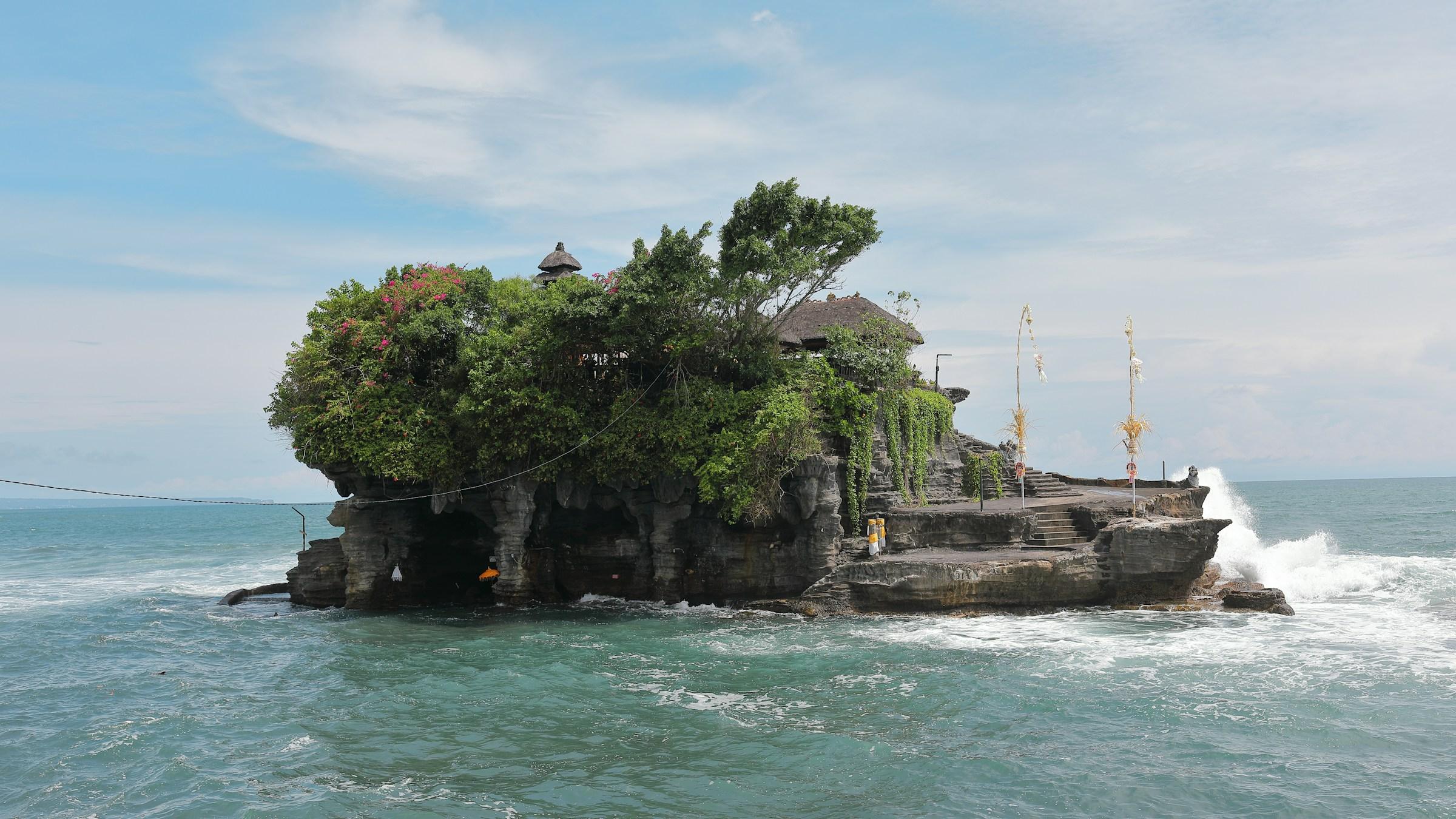 Tanah Lot temple on its rock off the coast of Bali