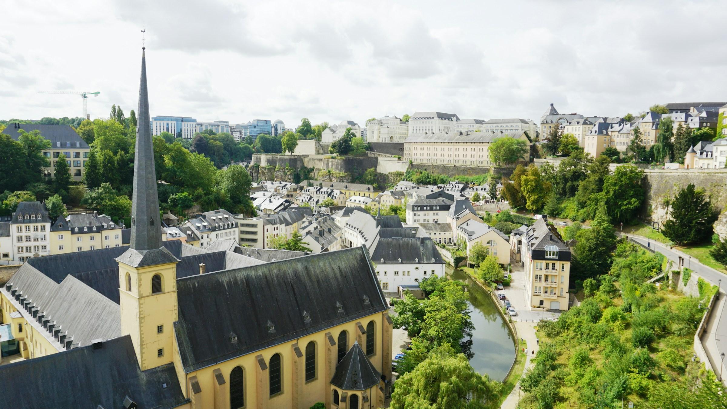 The Grund quarter and Neimënster Abbey on the Alzette, below Luxembourg City's old town