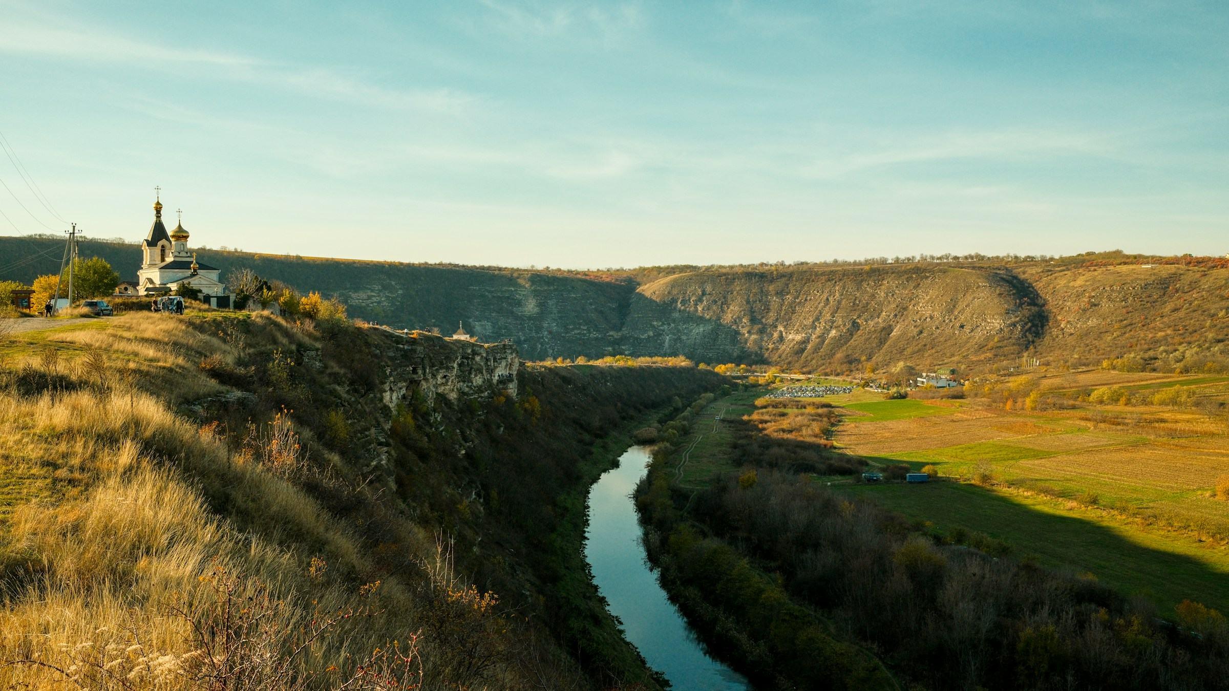 Orheiul Vechi monastery above the Raut river valley in Moldova