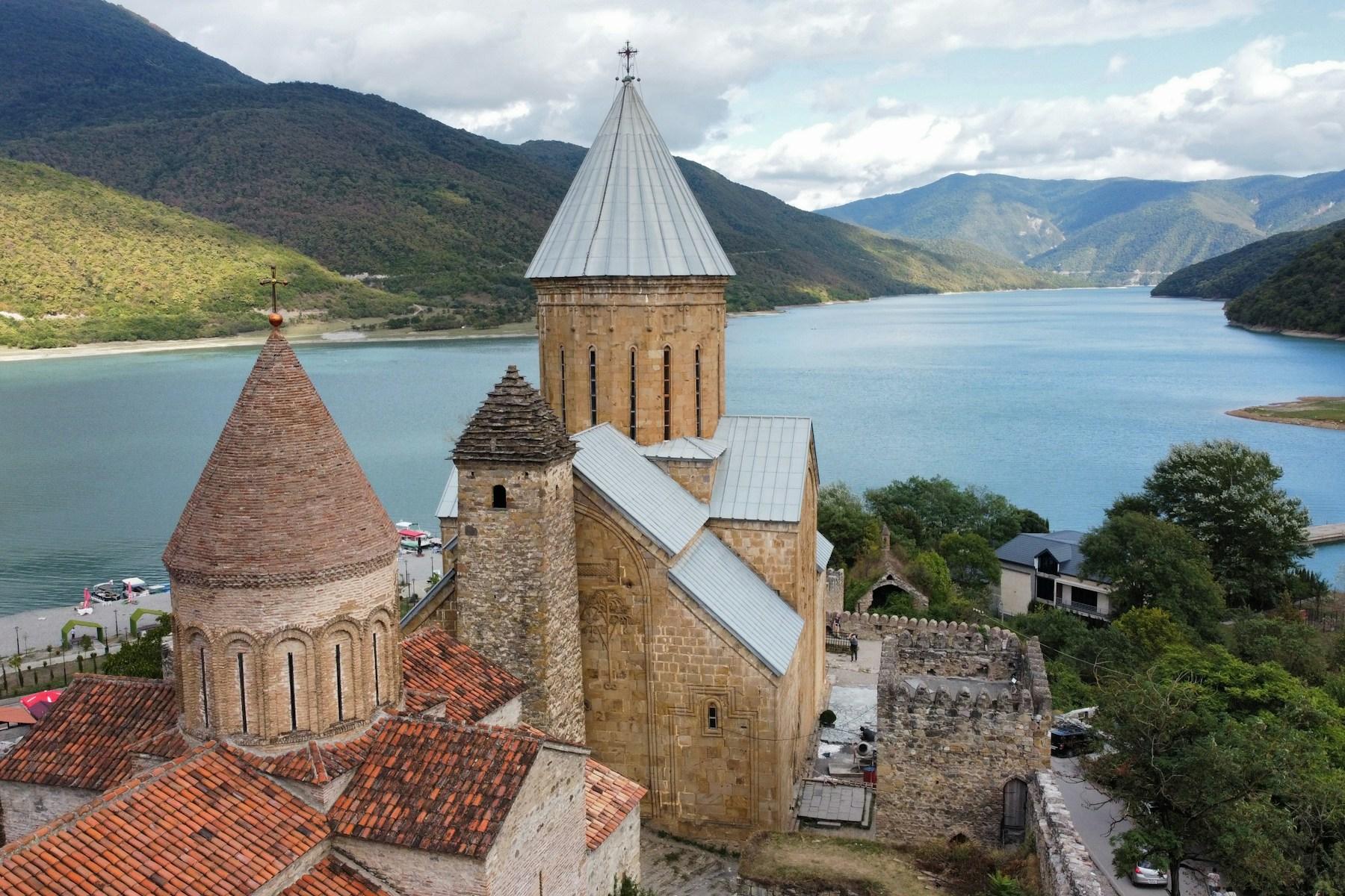 Ananuri Fortress above the Zhinvali reservoir, on the Georgian Military Highway