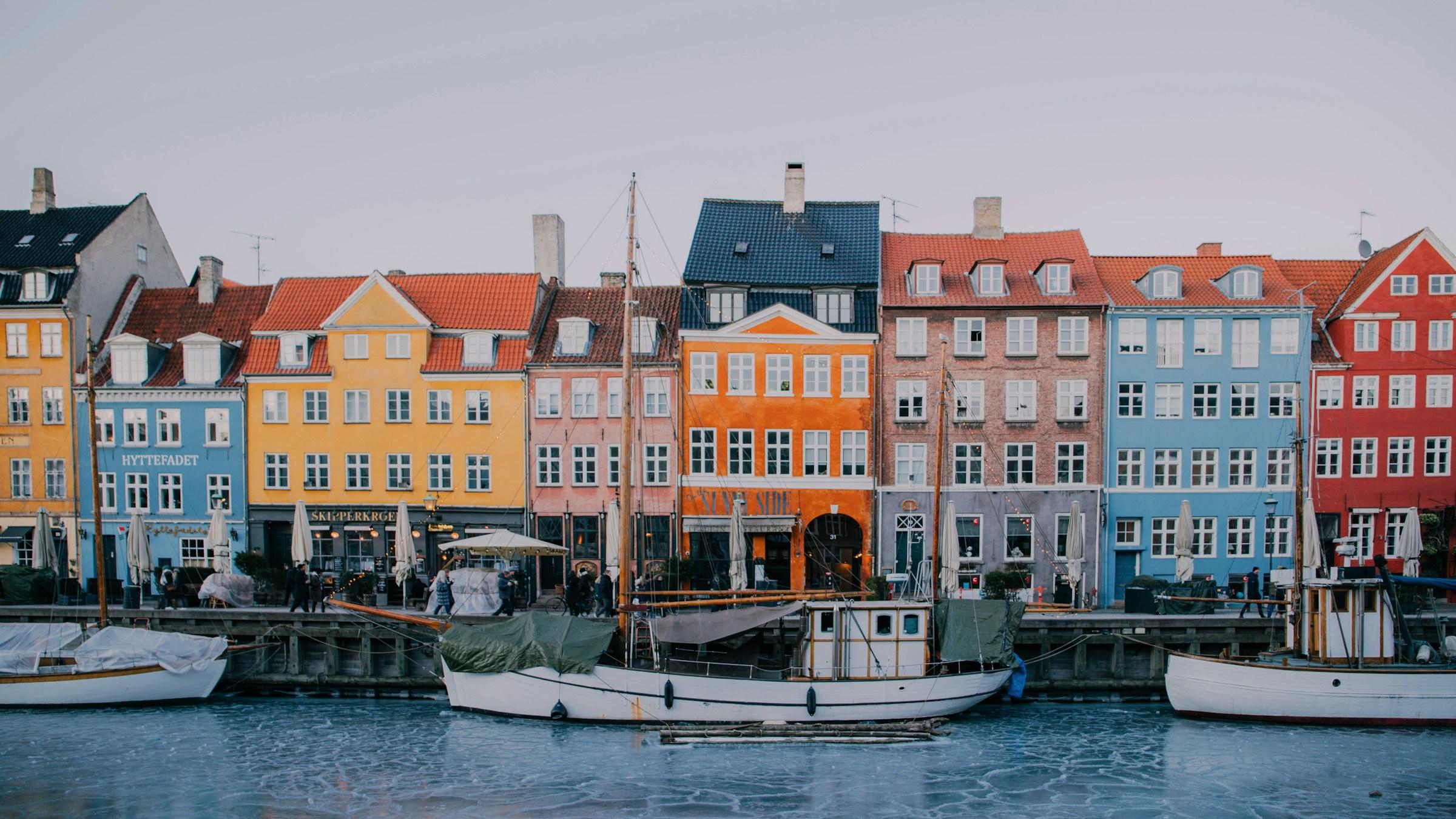 The coloured houses and old boats of Nyhavn, Copenhagen