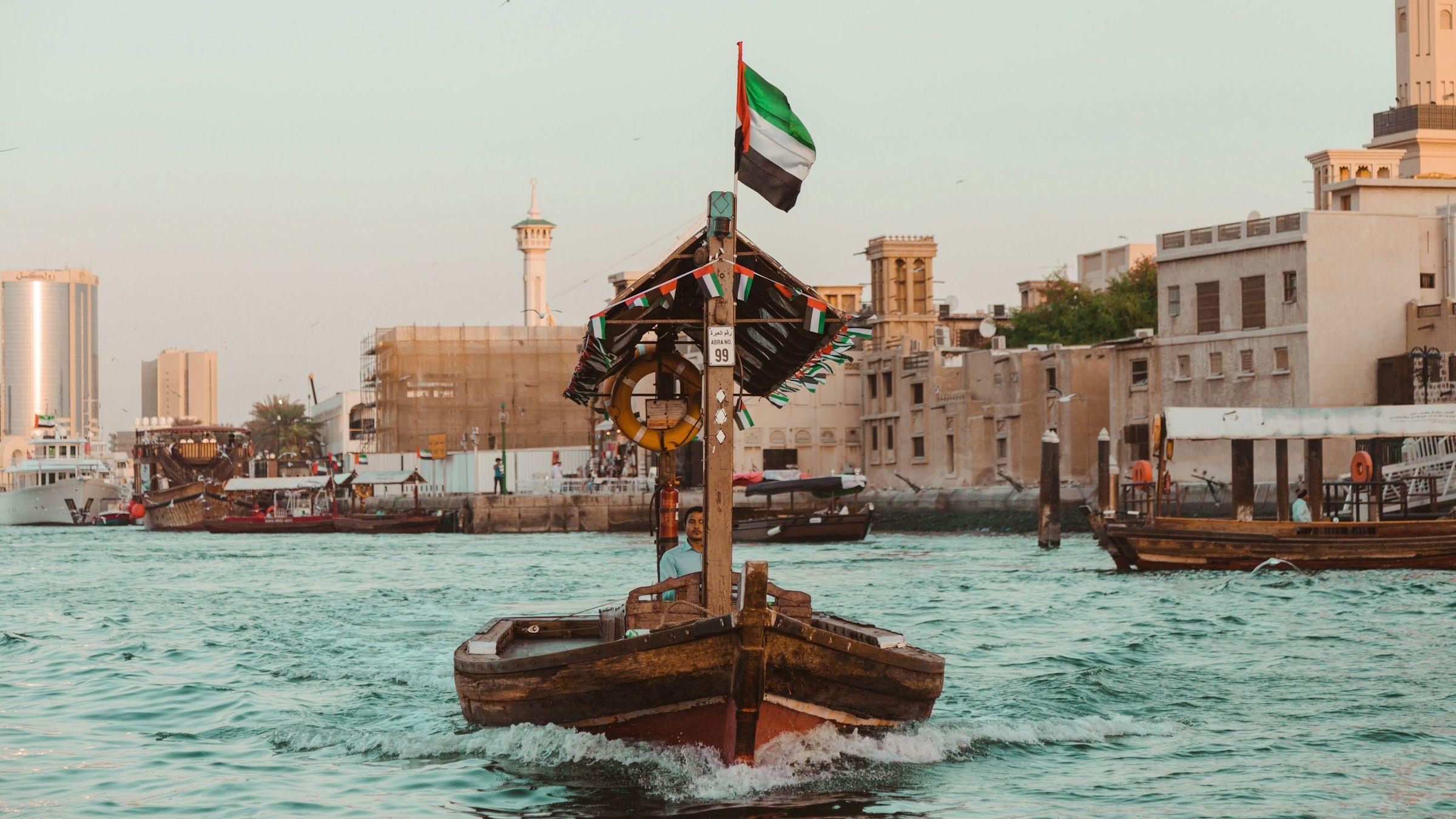 An abra water taxi crossing Dubai Creek