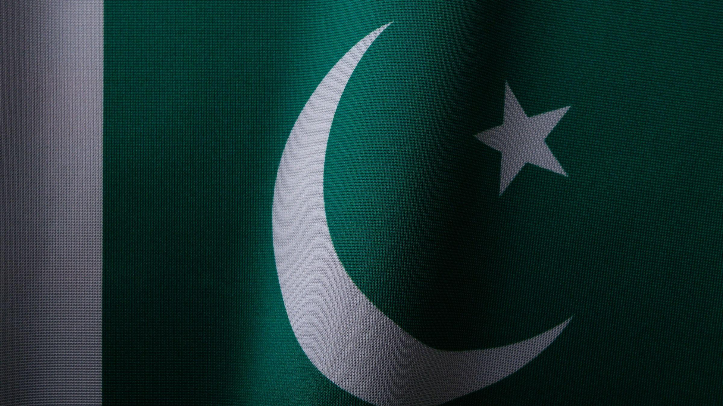 The flag of Pakistan in close-up