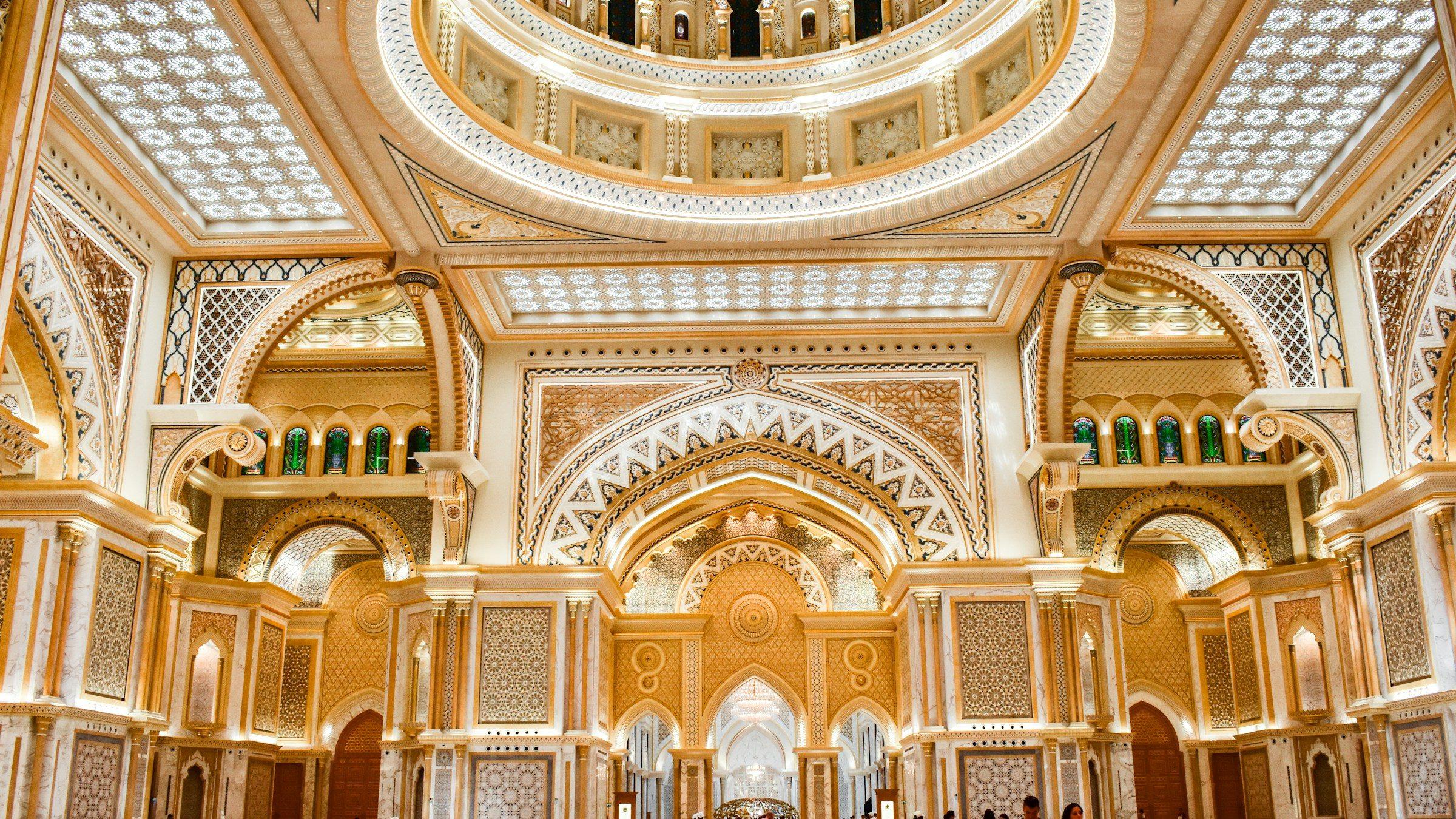 The domed great hall of Qasr Al Watan in Abu Dhabi