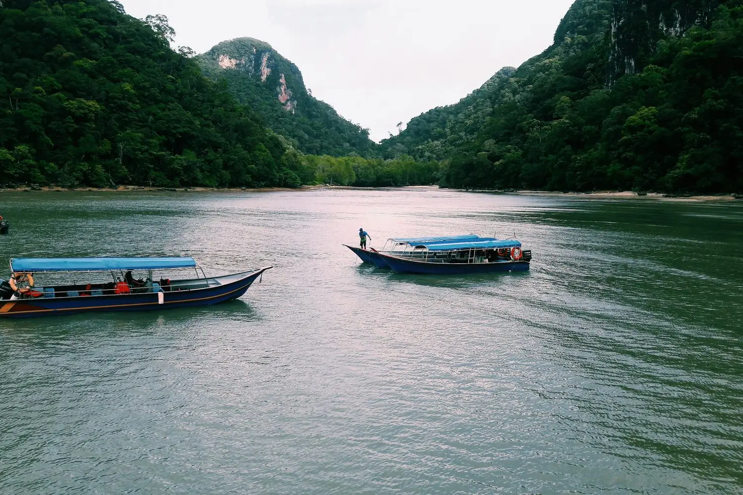 Boats moored on the Lake of the Pregnant Maiden, Langkawi
