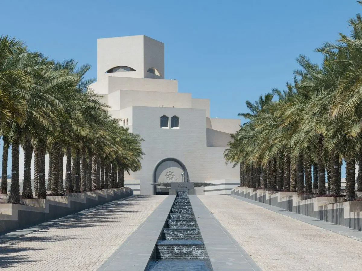 The Museum of Islamic Art in Doha at the end of its palm-lined approach