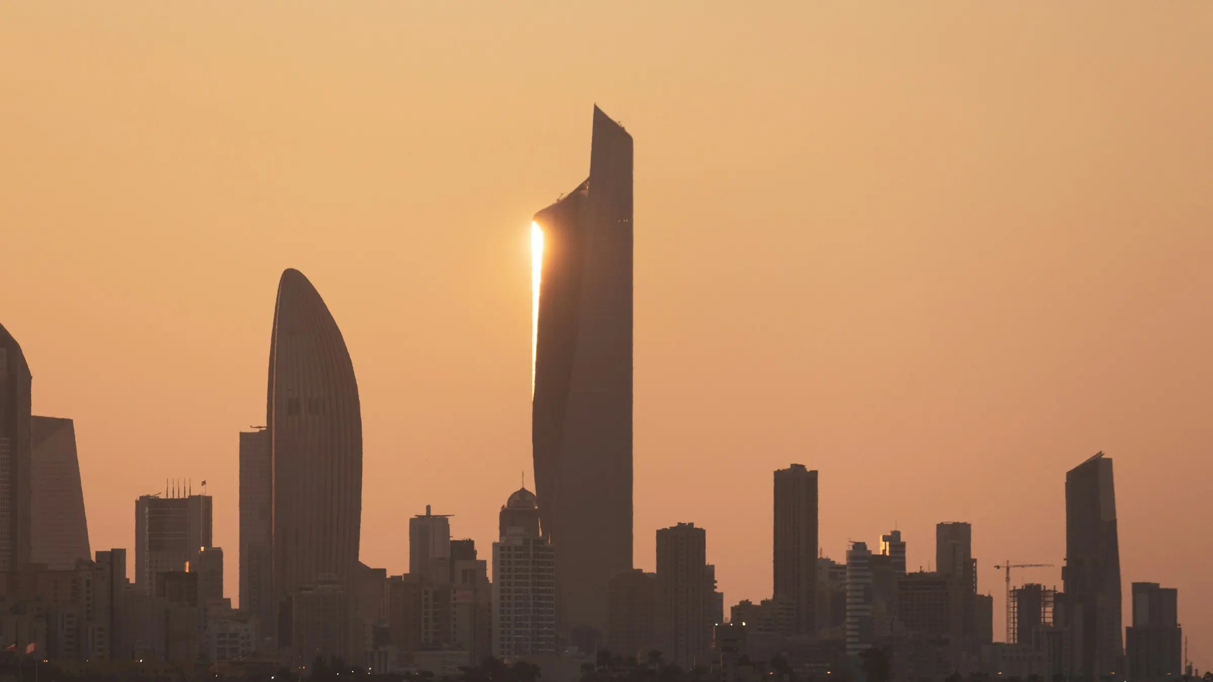 The Kuwait City skyline at sunset