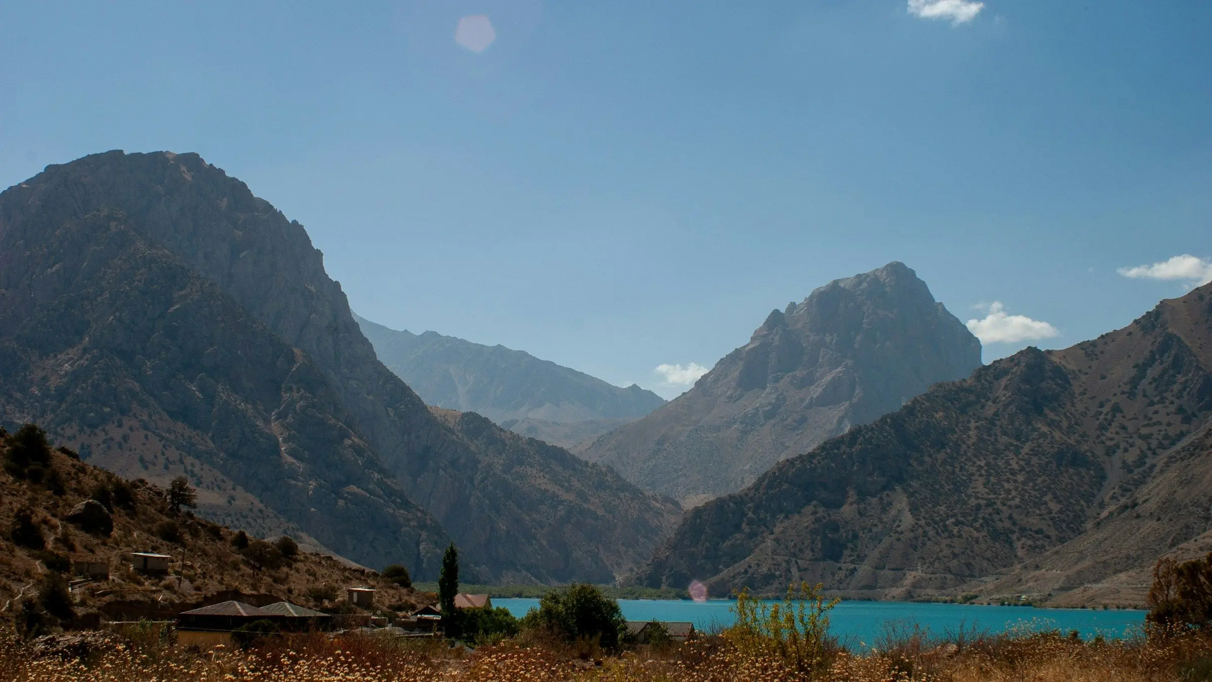 Iskanderkul lake below the Fann Mountains in Tajikistan