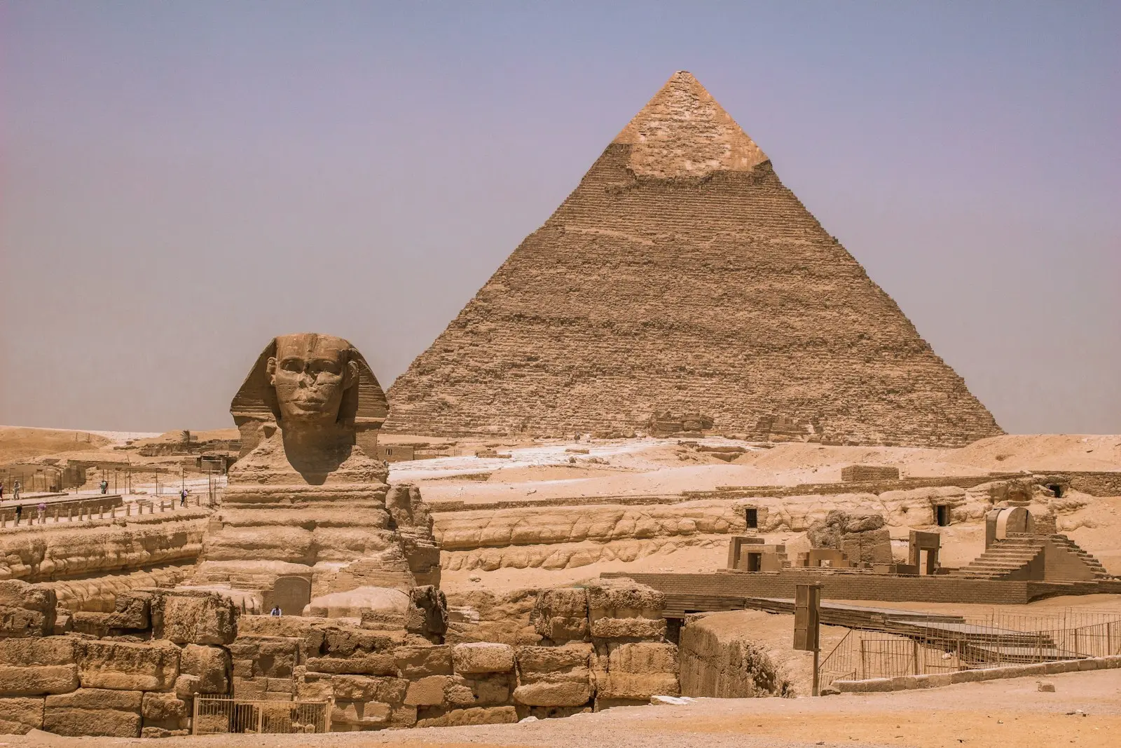 The Great Sphinx in front of the Pyramid of Khafre at Giza
