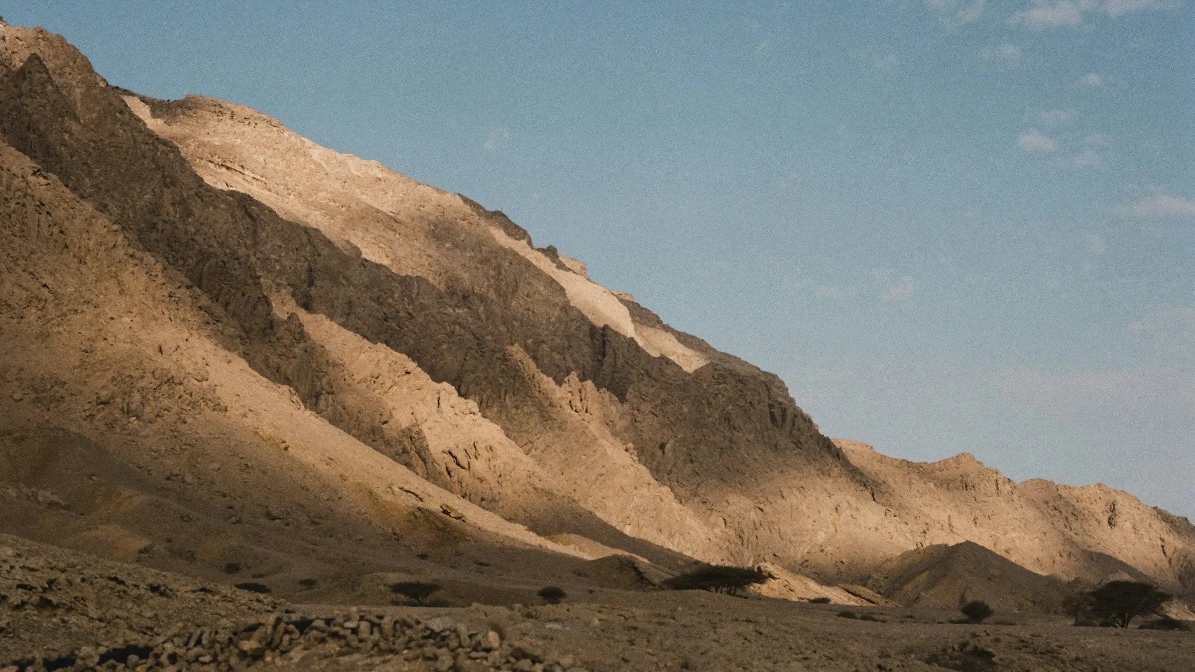 Late sun on the bare rock slopes of Jebel Hafeet near Al Ain