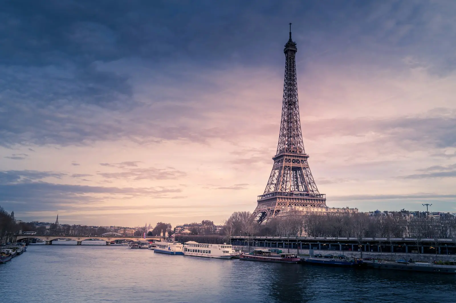 The Eiffel Tower at sunset