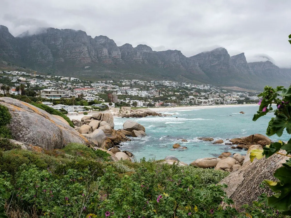 Camps Bay below the peaks of the Twelve Apostles in Cape Town