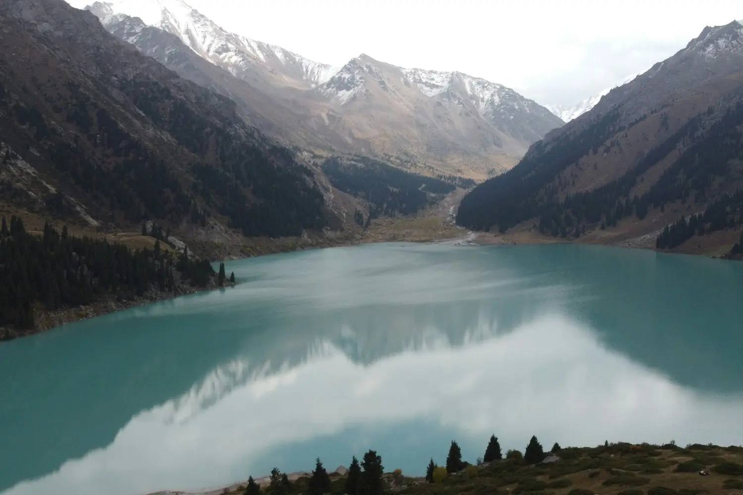 Big Almaty Lake below the mountains of the Trans-Ili Alatau