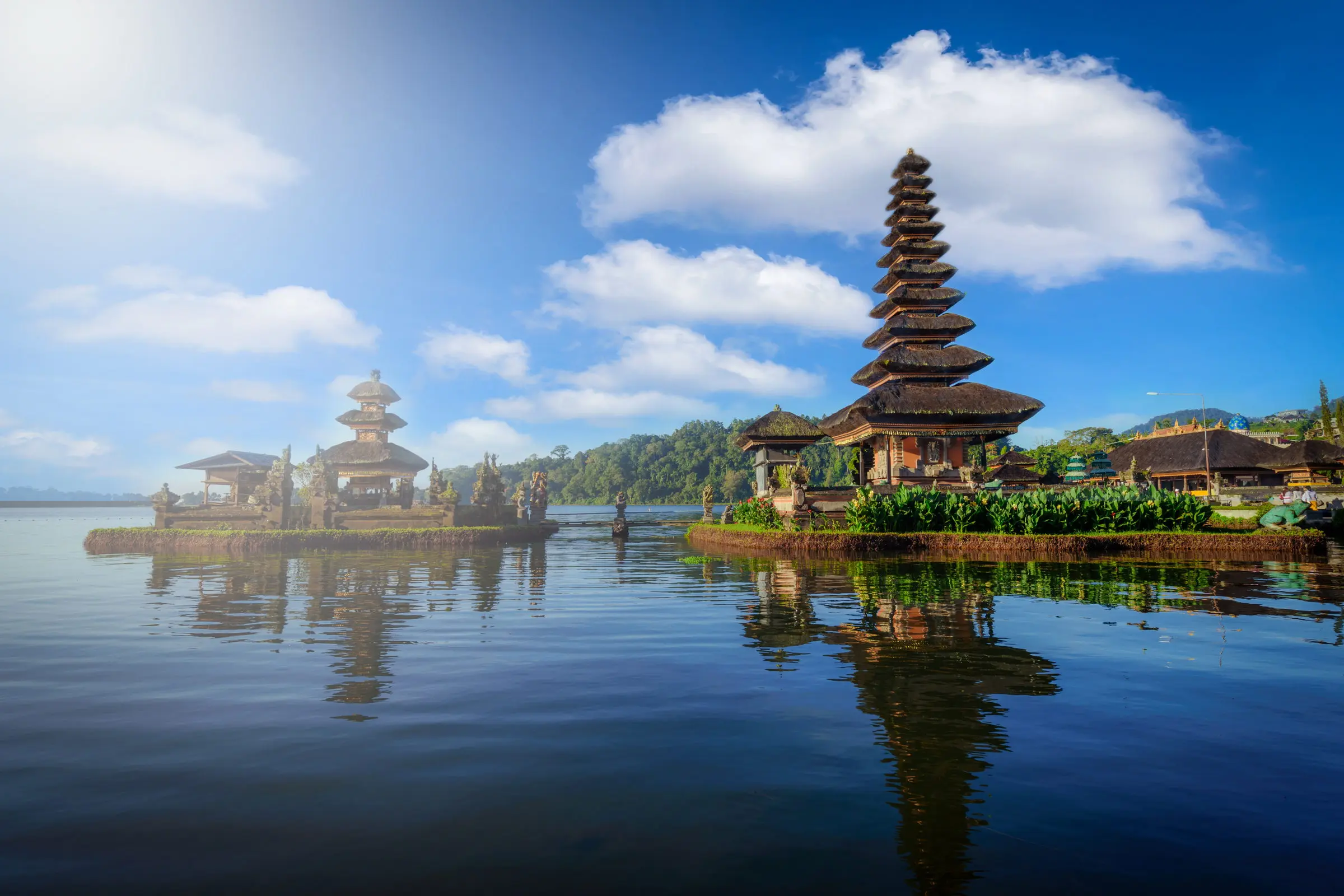 Ulun Danu Beratan temple reflected in Lake Beratan, Bali