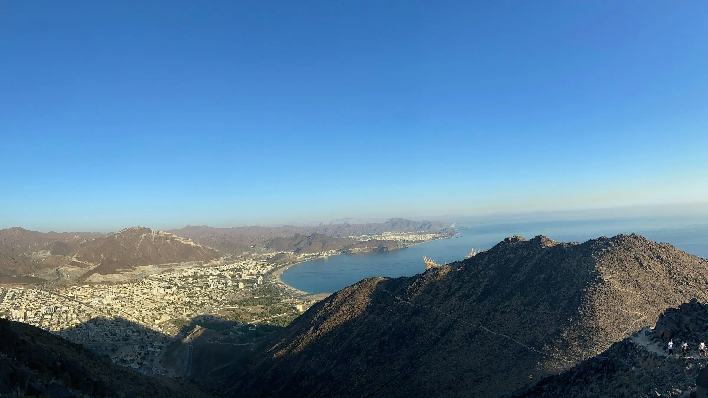 Khor Fakkan's bay and town seen from the Hajar Mountains