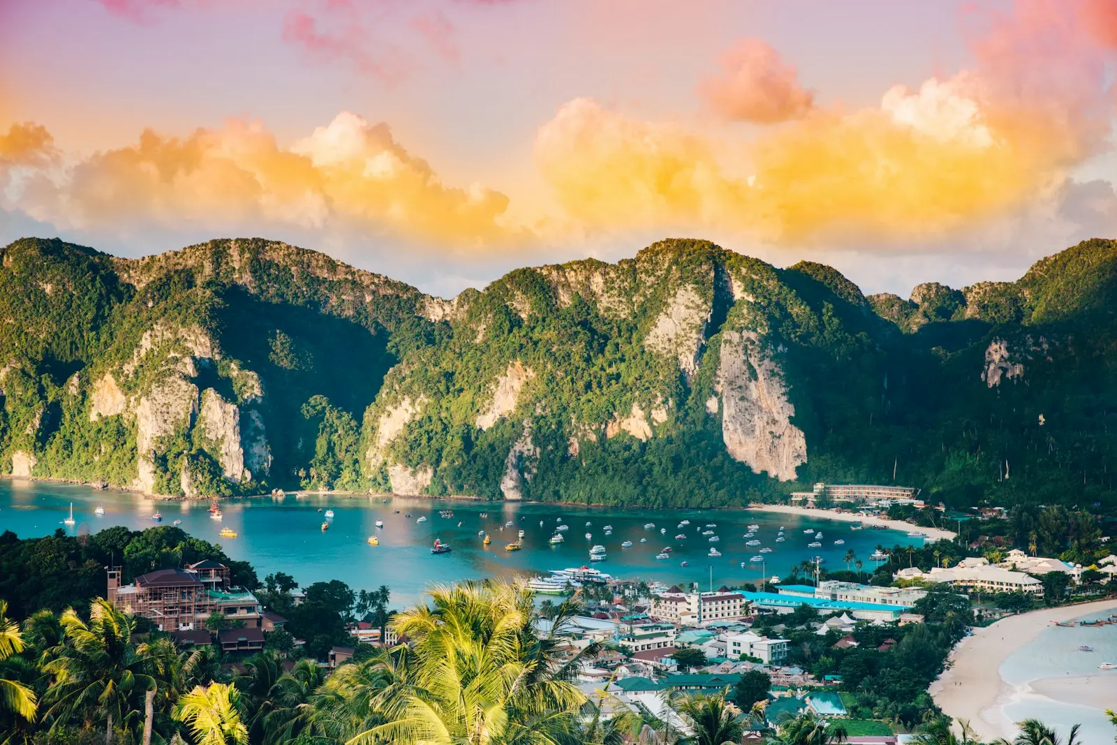 The twin bays of Koh Phi Phi, Thailand, from the viewpoint