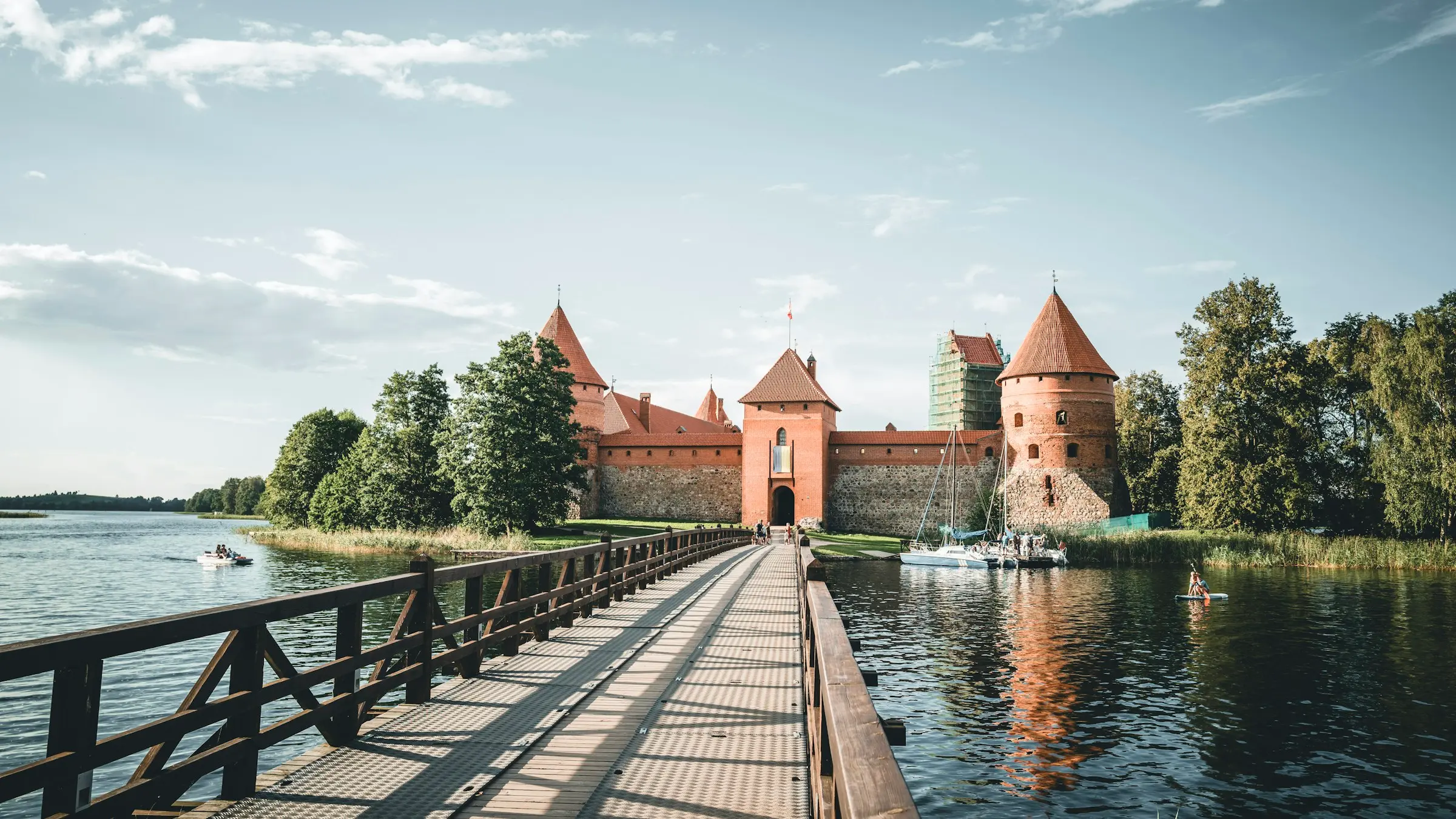 Trakai Island Castle and its wooden footbridge across Lake Galvė