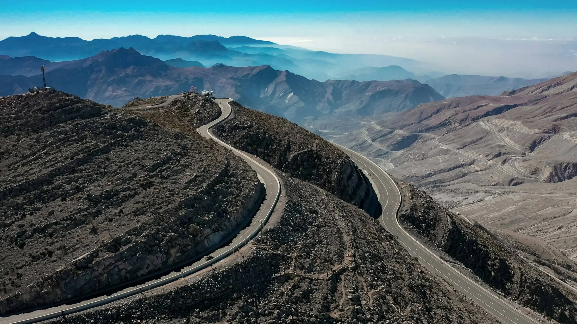 The winding road up Jebel Jais in the Hajar Mountains of Ras Al Khaimah