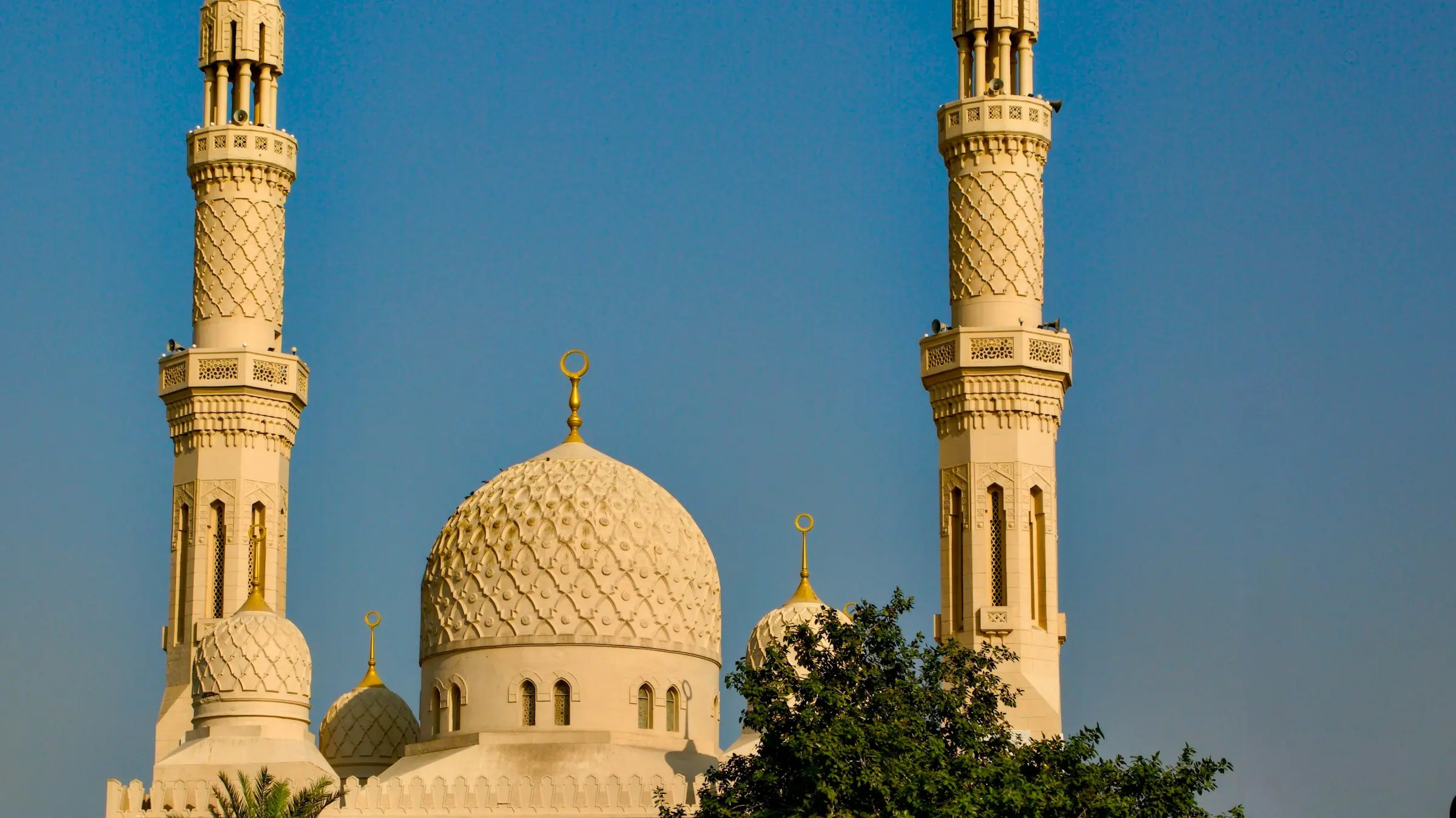 The minarets and dome of Jumeirah Mosque in Dubai