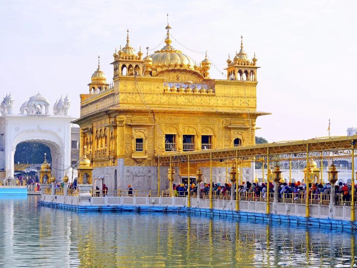 The Golden Temple in Amritsar across its sacred pool