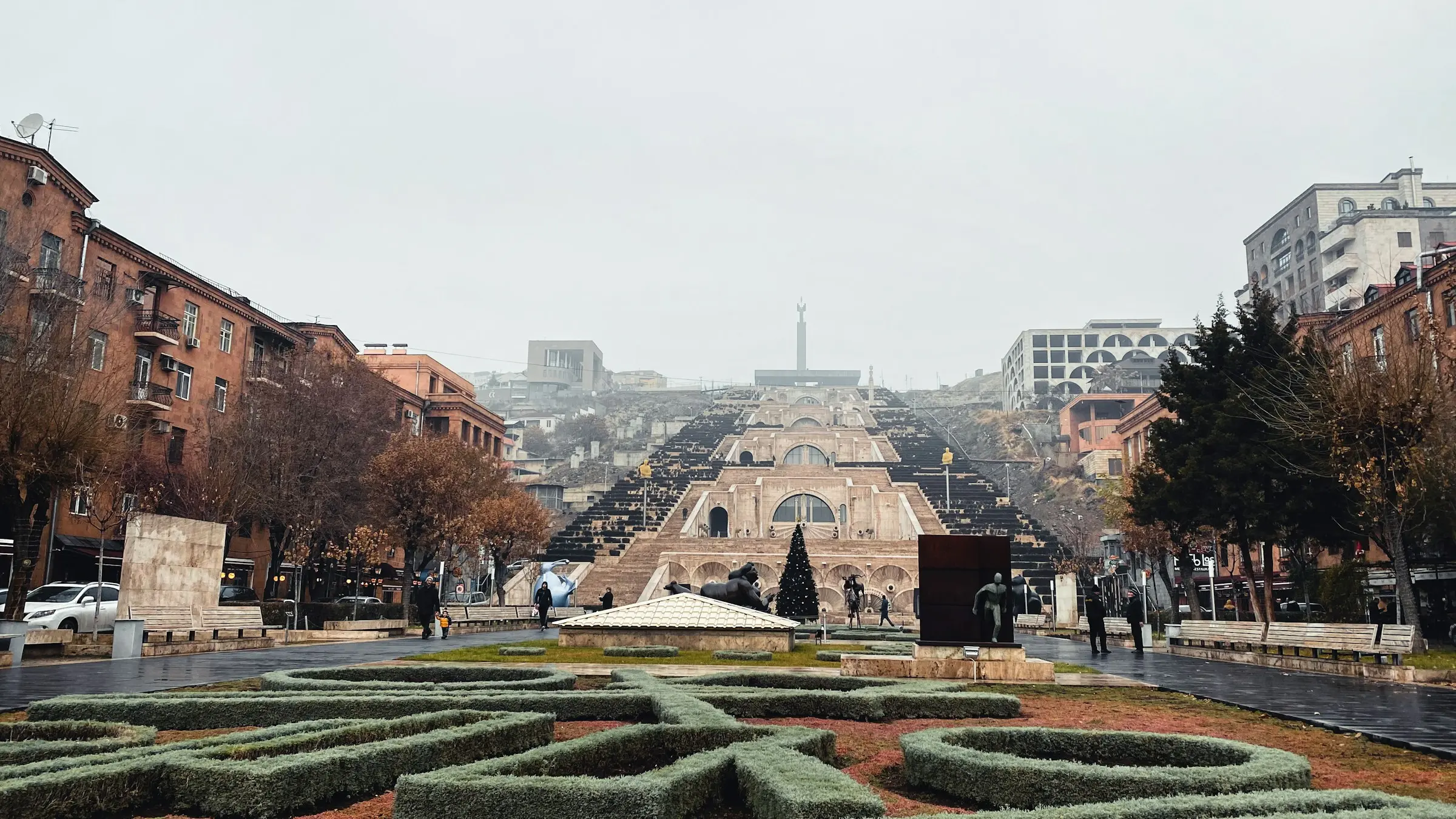 The Cascade stairway in Yerevan, seen from the gardens at its foot
