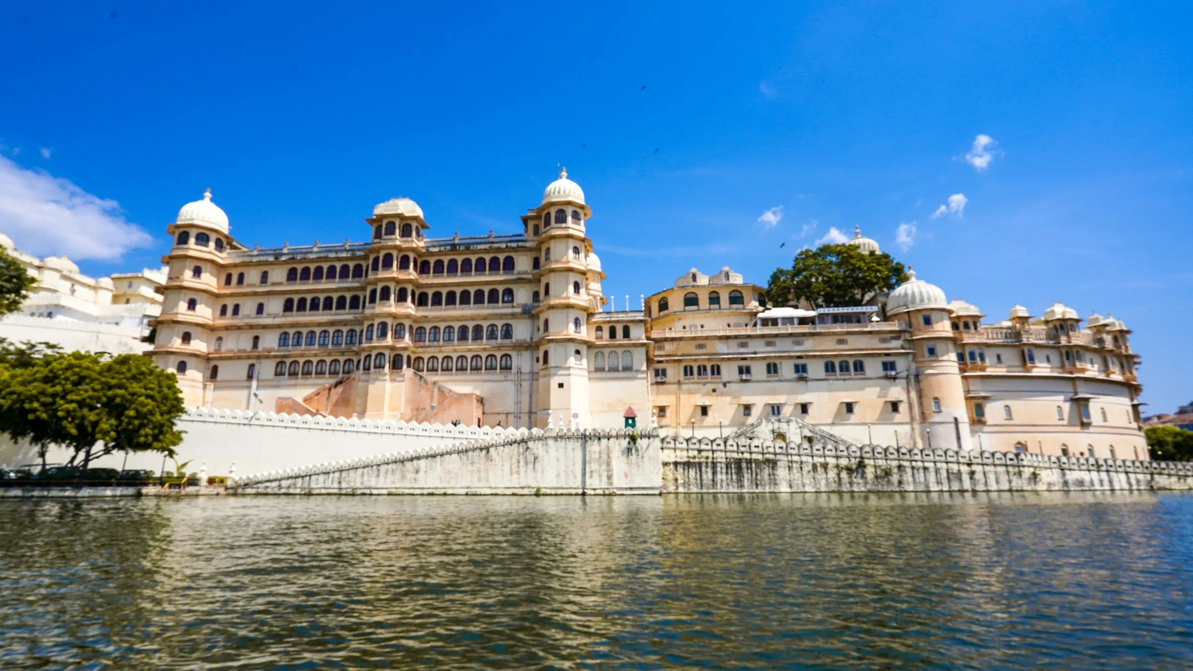 The City Palace of Udaipur on the shore of Lake Pichola