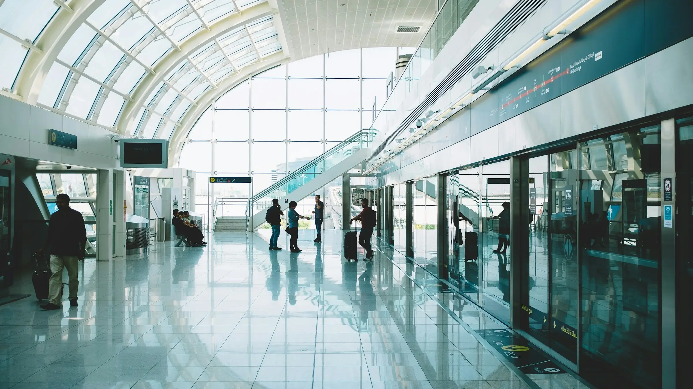A train platform inside Dubai International Airport