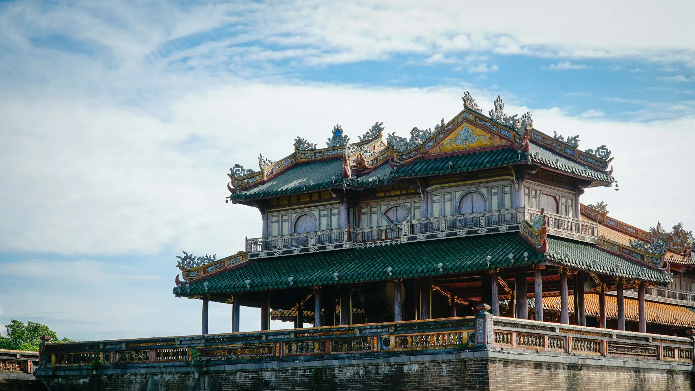A pavilion on the walls of the Imperial City in Hue, Vietnam