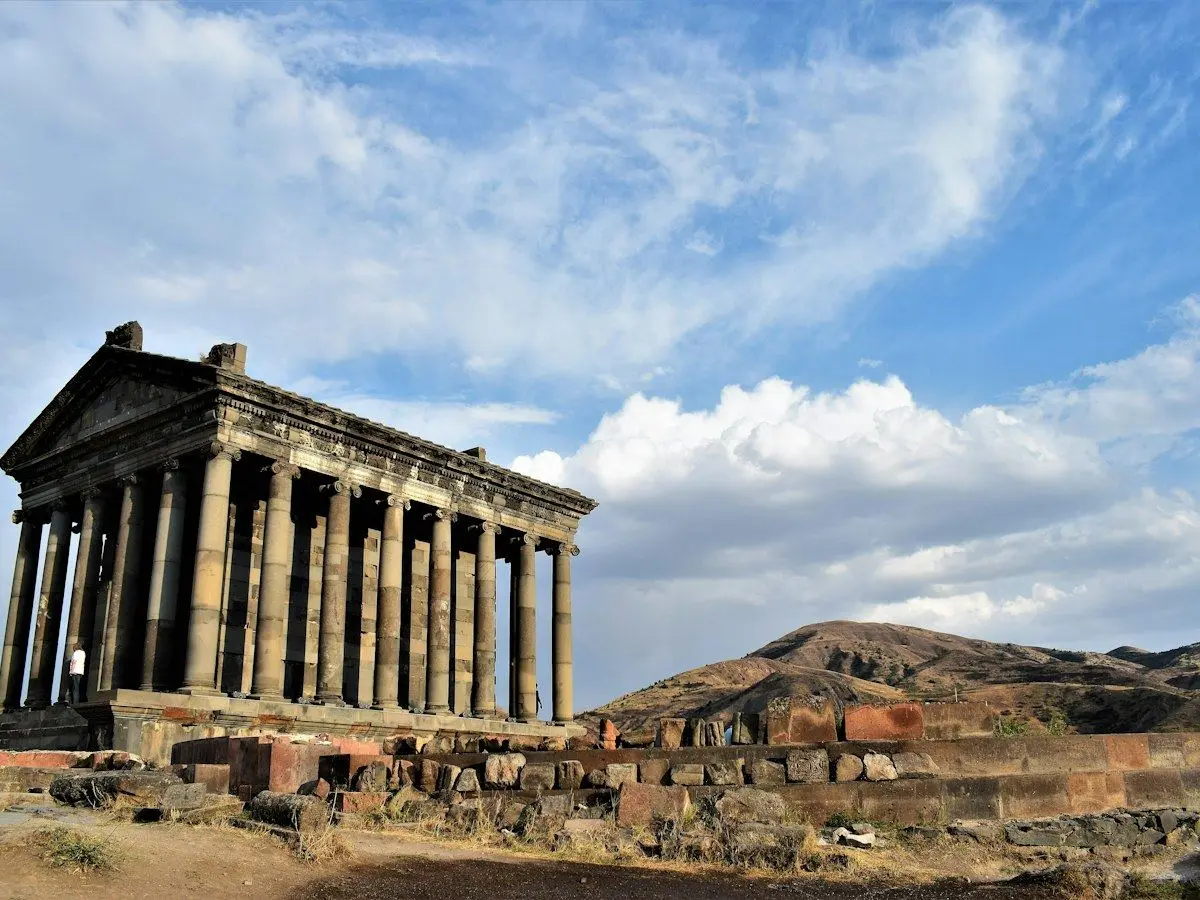 The colonnaded Temple of Garni on its plateau