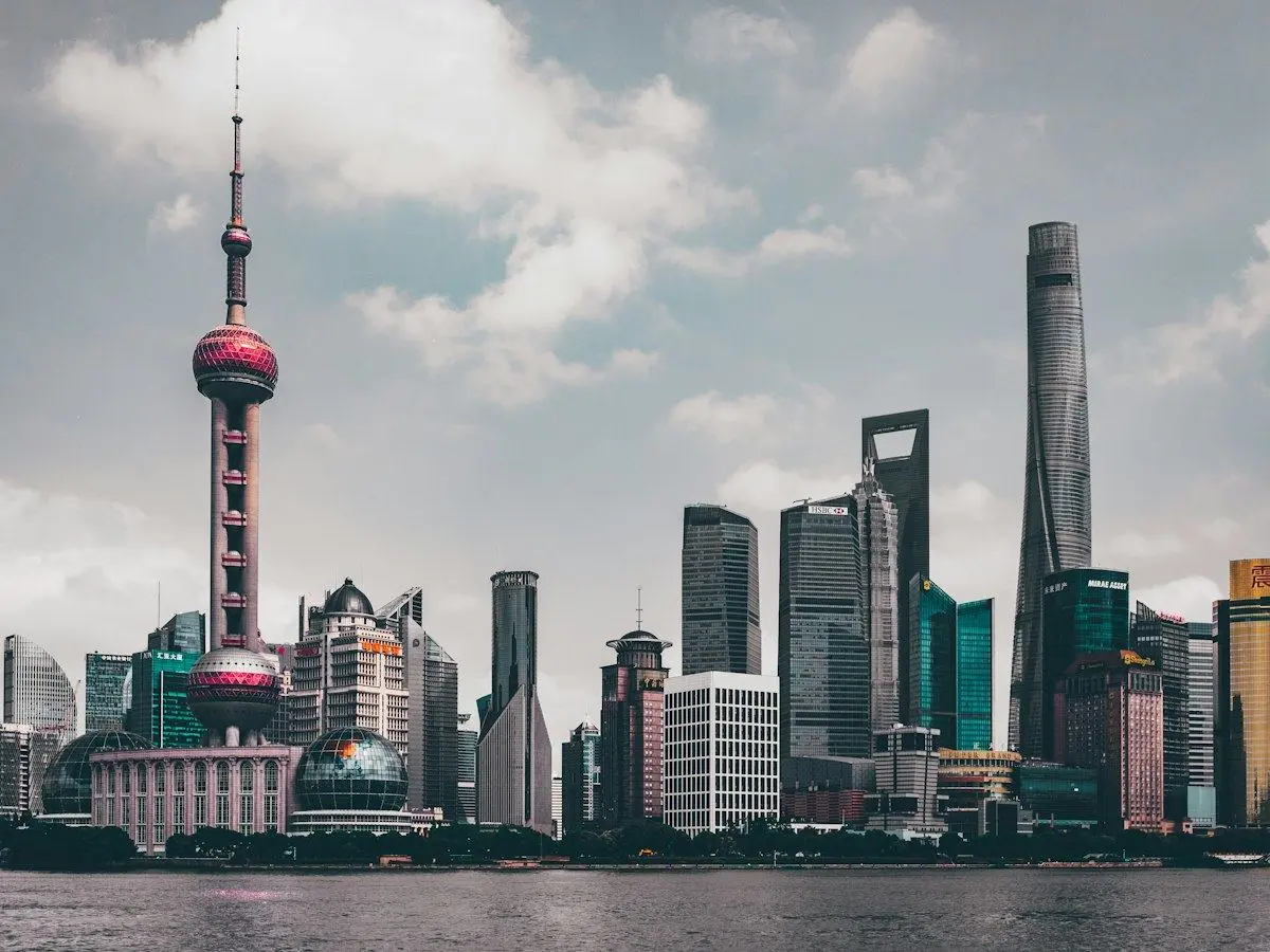 The Pudong skyline and Oriental Pearl Tower in Shanghai